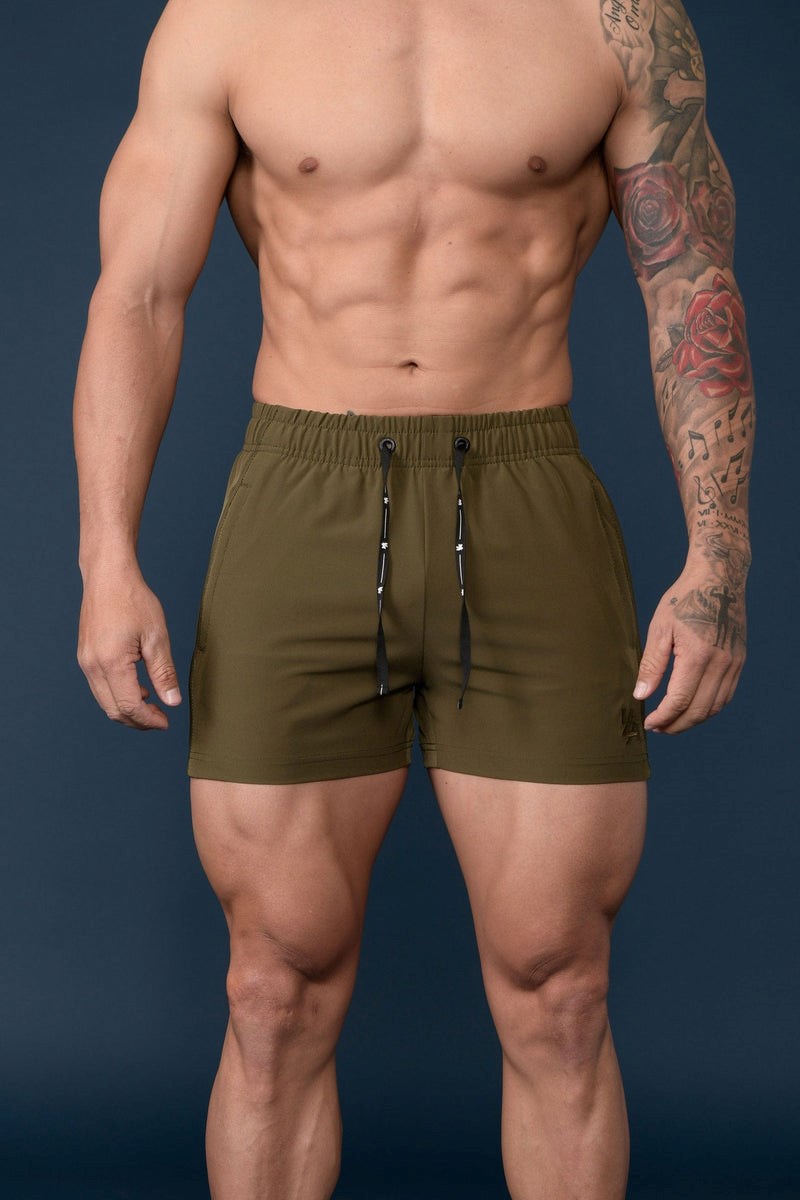 YoungLA 101 Bodybuilding Kort Shorts Olijfgroen | 8926701-IU