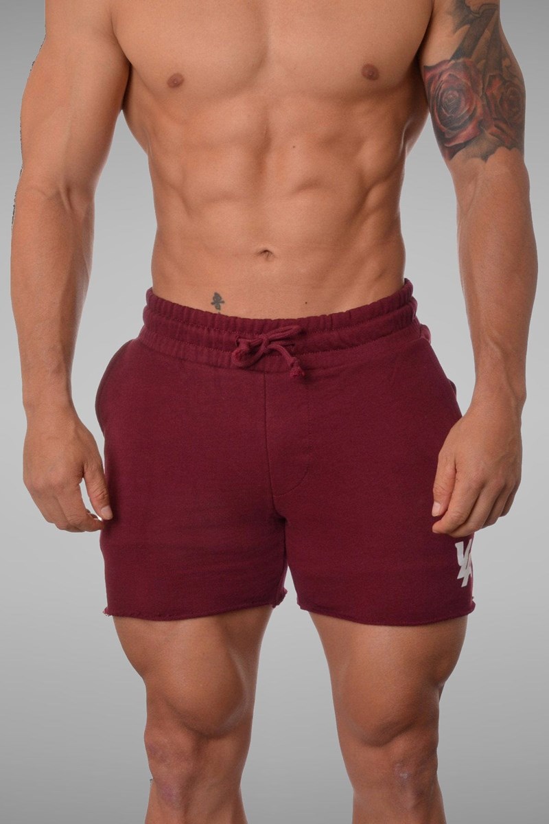 YoungLA 102 Bodybuilding French Terry Shorts Bordeaux | 6470219-DL