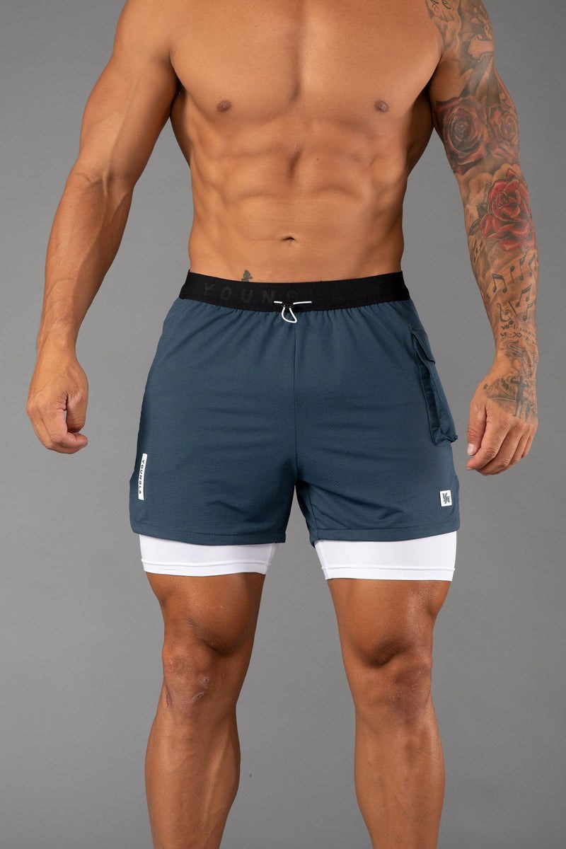 YoungLA 121 Performance Line Compression Shorts Blauw | 7502189-RS