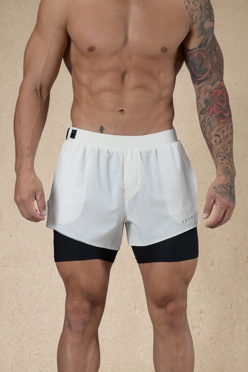 YoungLA 124 - 6am Compression Shorts Off-White | 6389145-NL