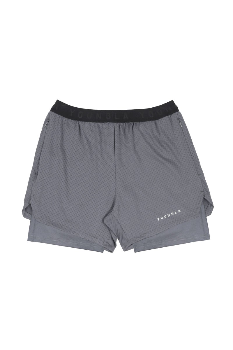 YoungLA 129 Trilogy Compression Shorts Donkergrijs | 6907581-WC