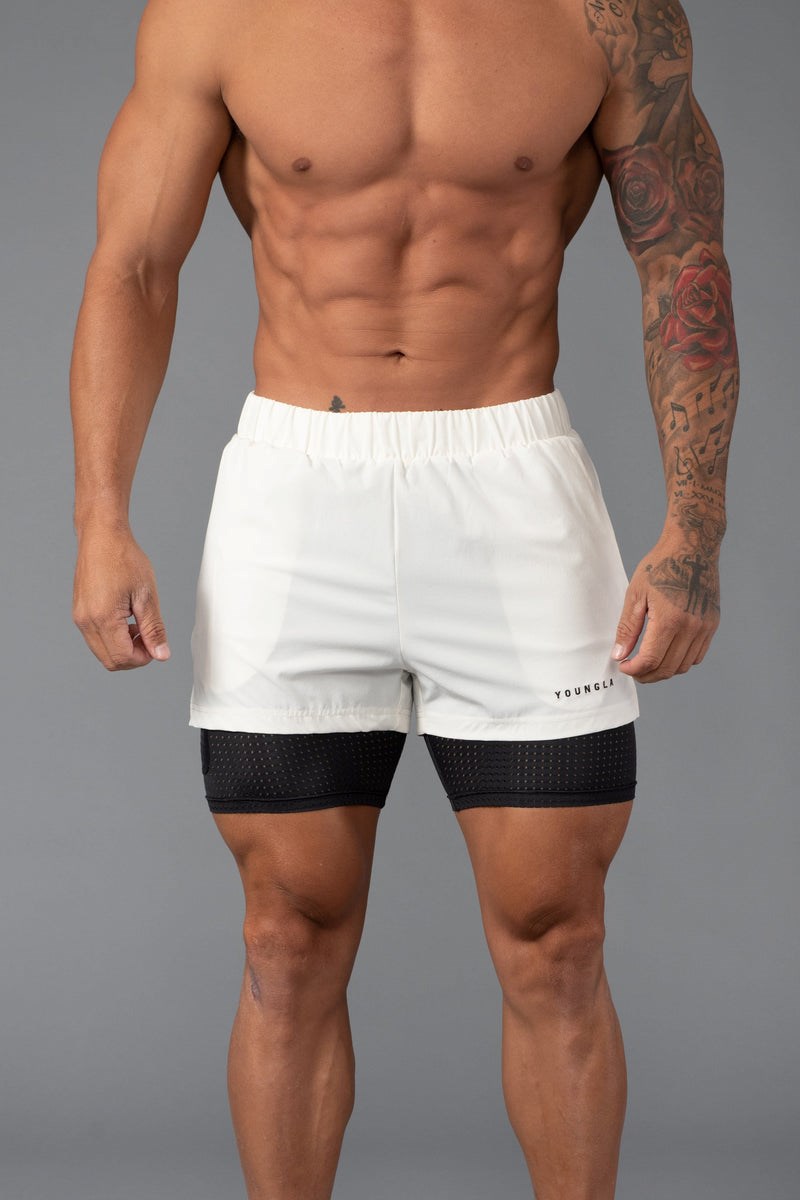 YoungLA 144 Peak Velocity Compression Shorts Off-White | 6823405-DE