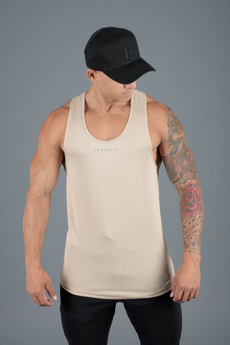 YoungLA 305 Performance Line Tank Tops Beige | 2374016-JB