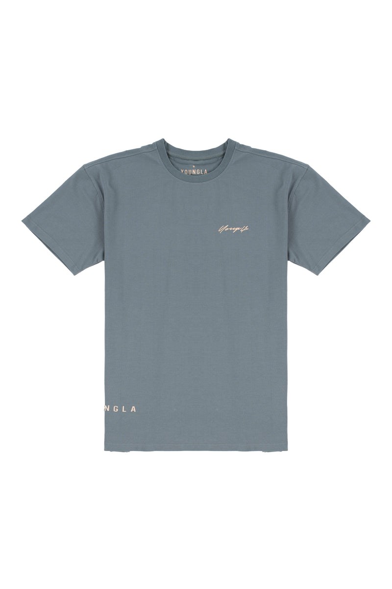 YoungLA 414 Signature Tees Grijs Blauw | 2609583-TG