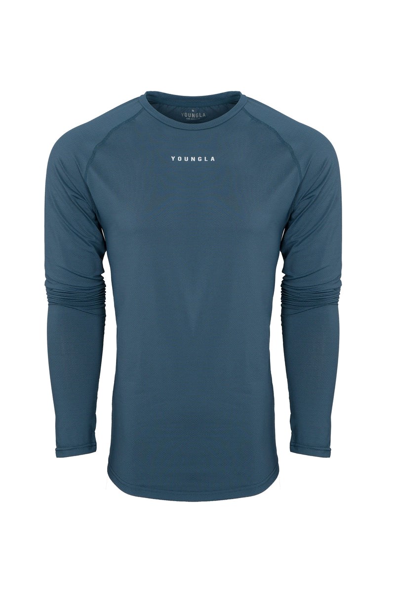 YoungLA 441 Performance Line Longsleeve Shirts Teal | 0136548-FH