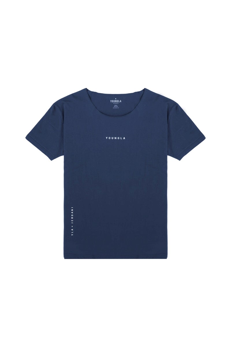 YoungLA 447 Brede neck Raw Cut Tee Donkerblauw | 6018259-IL