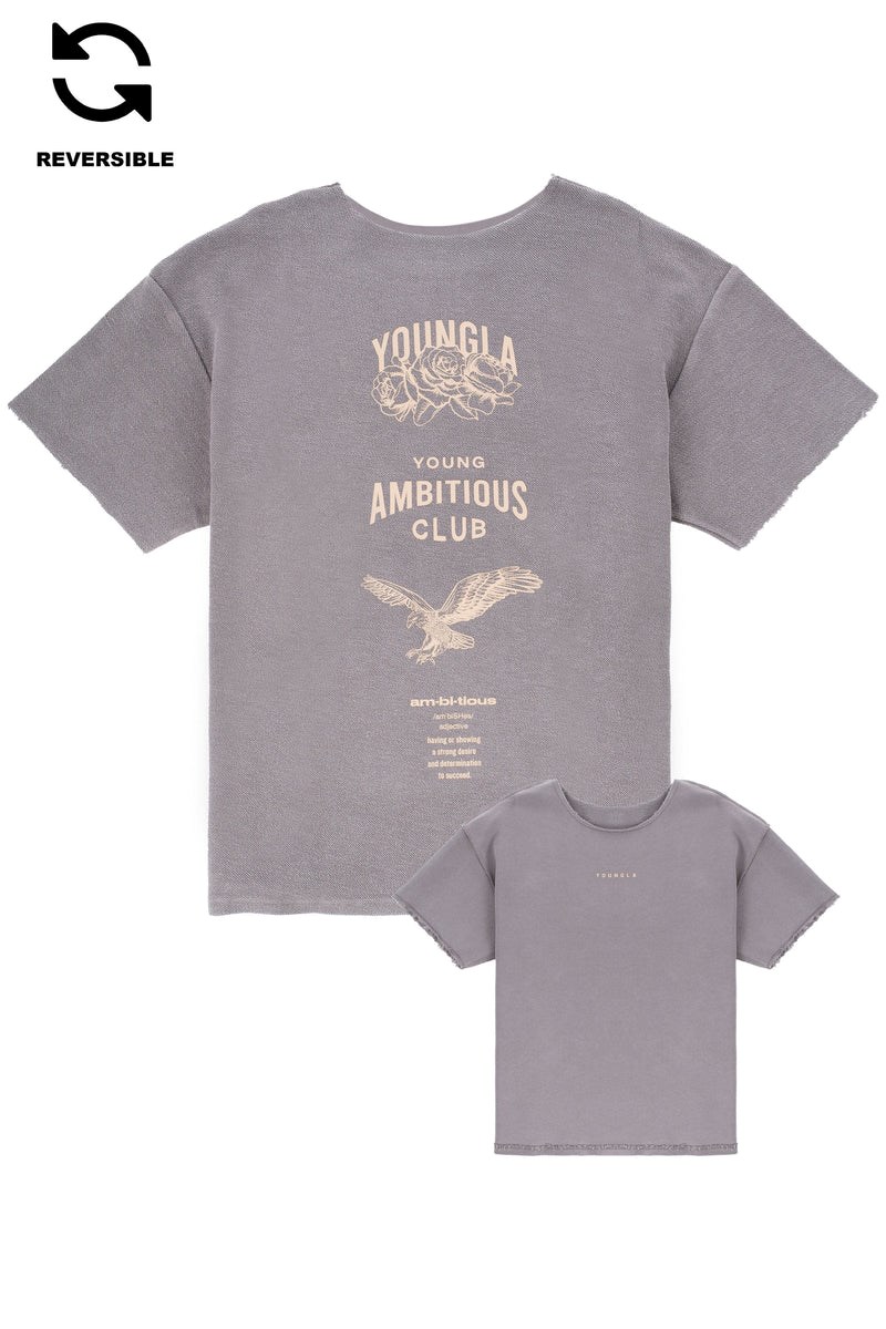 YoungLA 455 Reversible Immortal Tee Grijs Lichtturkoois | 3046798-ZL