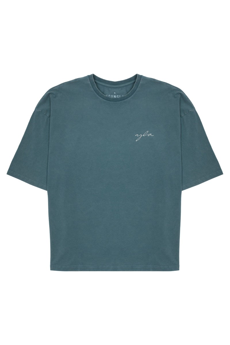 YoungLA 464 Skyline Super Sized Tees Lichtturkoois | 1892564-LW