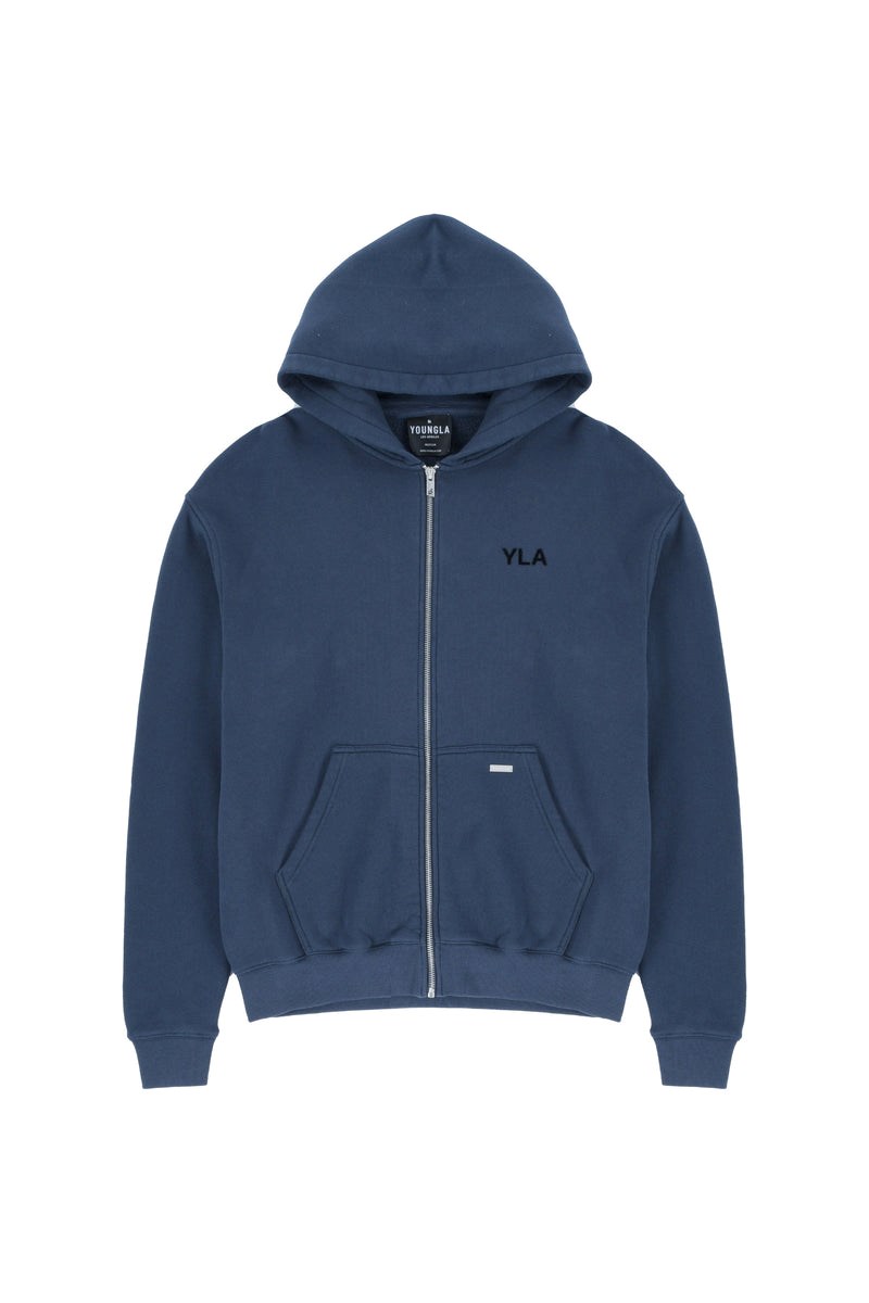 YoungLA 515 Monarch Zip-up Hoodie Donkerblauw Lichtturkoois | 0524319-UJ