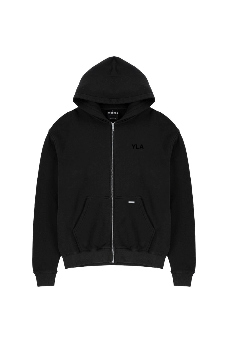 YoungLA 515 Monarch Zip-up Hoodie Zwart Lichtturkoois | 6920315-FA