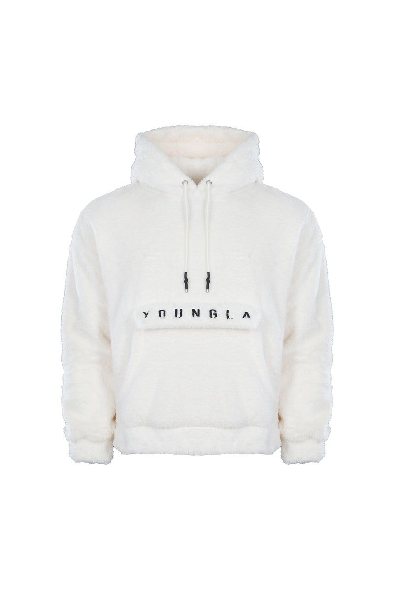 YoungLA 538 Kangaroo Teddy Fleece Hoodies Off-White | 0194382-UO