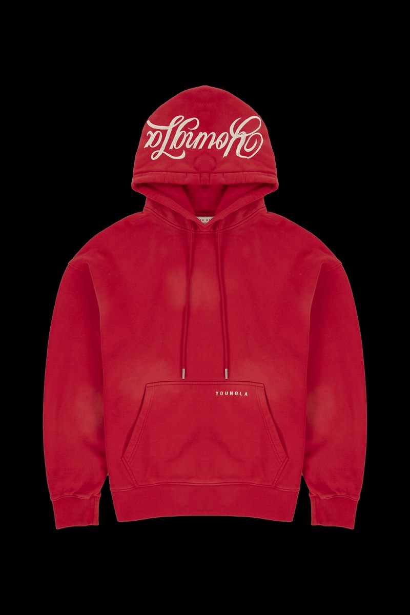 YoungLA 549 Phantom Hoodies Rood Lichtturkoois | 8713206-AL