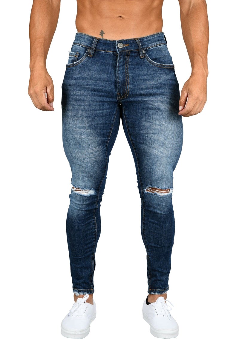 YoungLA 605 DISTRESSED DENIM JEANS Blauw | 6897035-WS