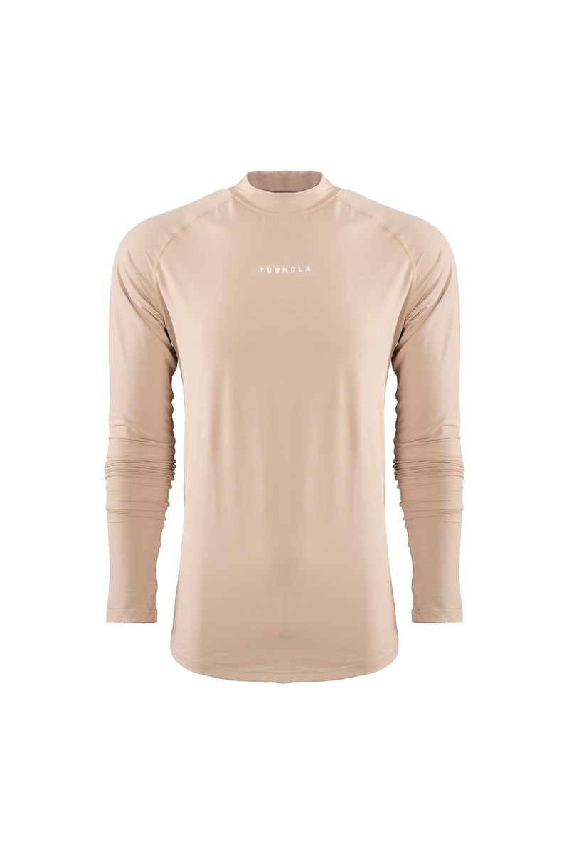 YoungLA 808 High Neck Compression Shirt Beige | 4875360-VB