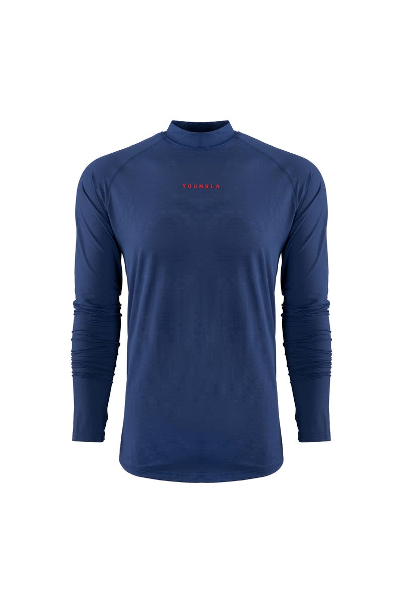 YoungLA 808 High Neck Compression Shirt Donkerblauw | 7293541-TB