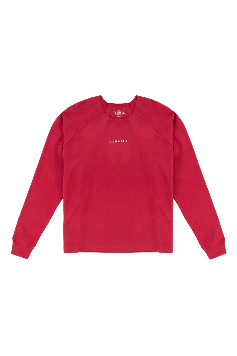 YoungLA 815 Raw Neck Cloud Longsleeves Donkerrood | 9361057-VP