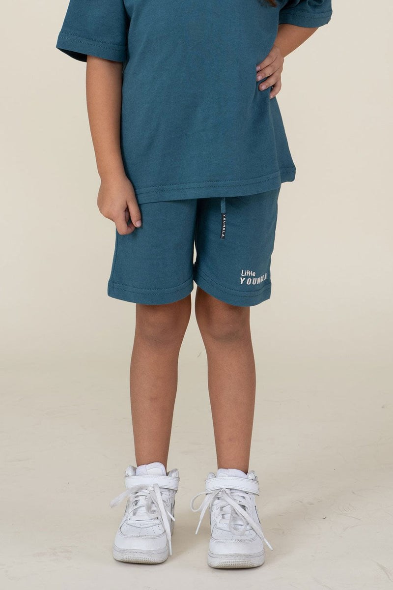 YoungLA L101 High-Density Logo Shorts Teal | 5790461-RV