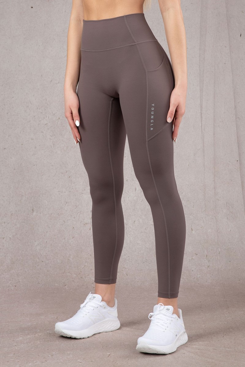 YoungLA W214 Power Leggings Plum Truffle | 3856412-KO