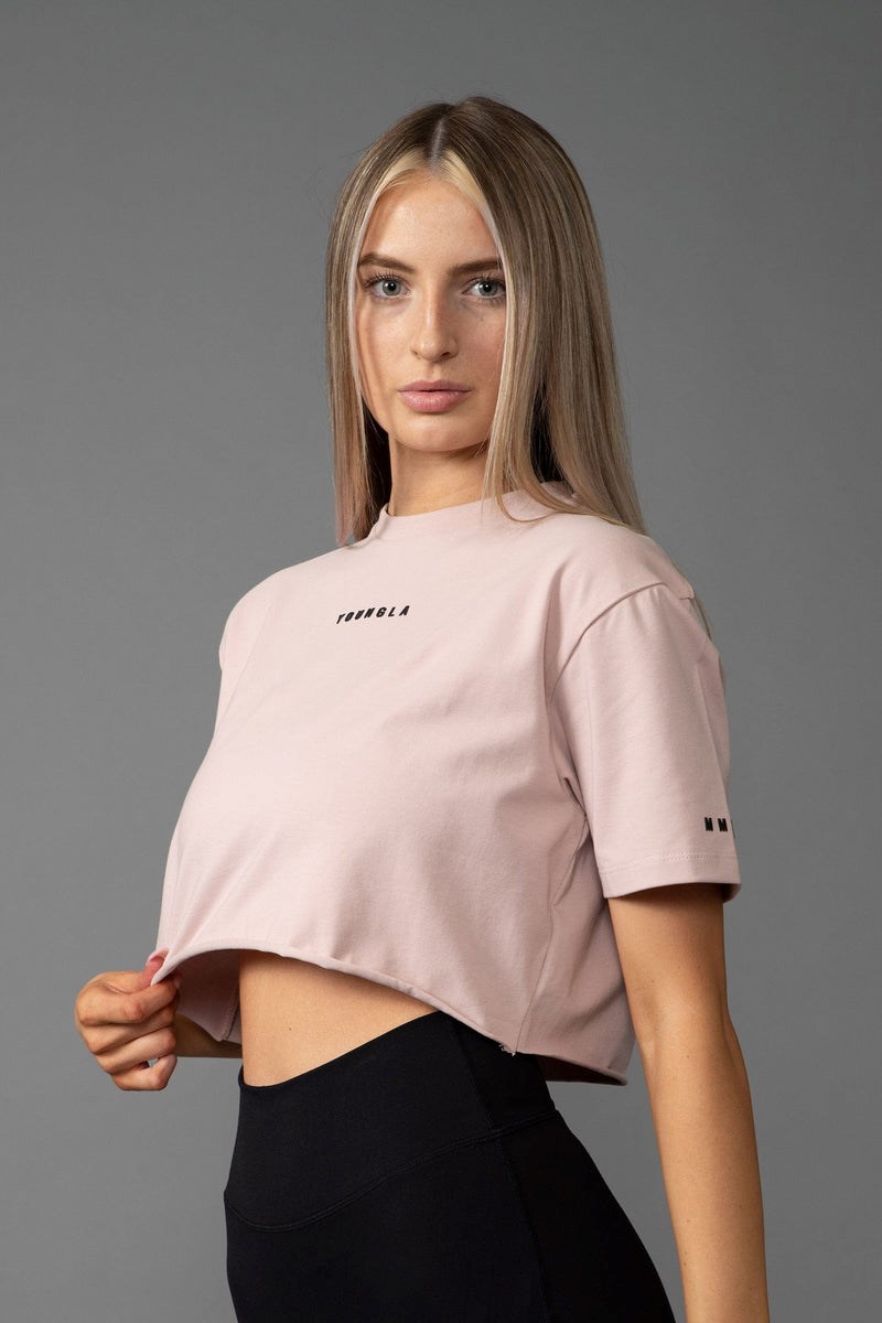 YoungLA W403 Established Cropped T-shirt Roze | 9351487-NV