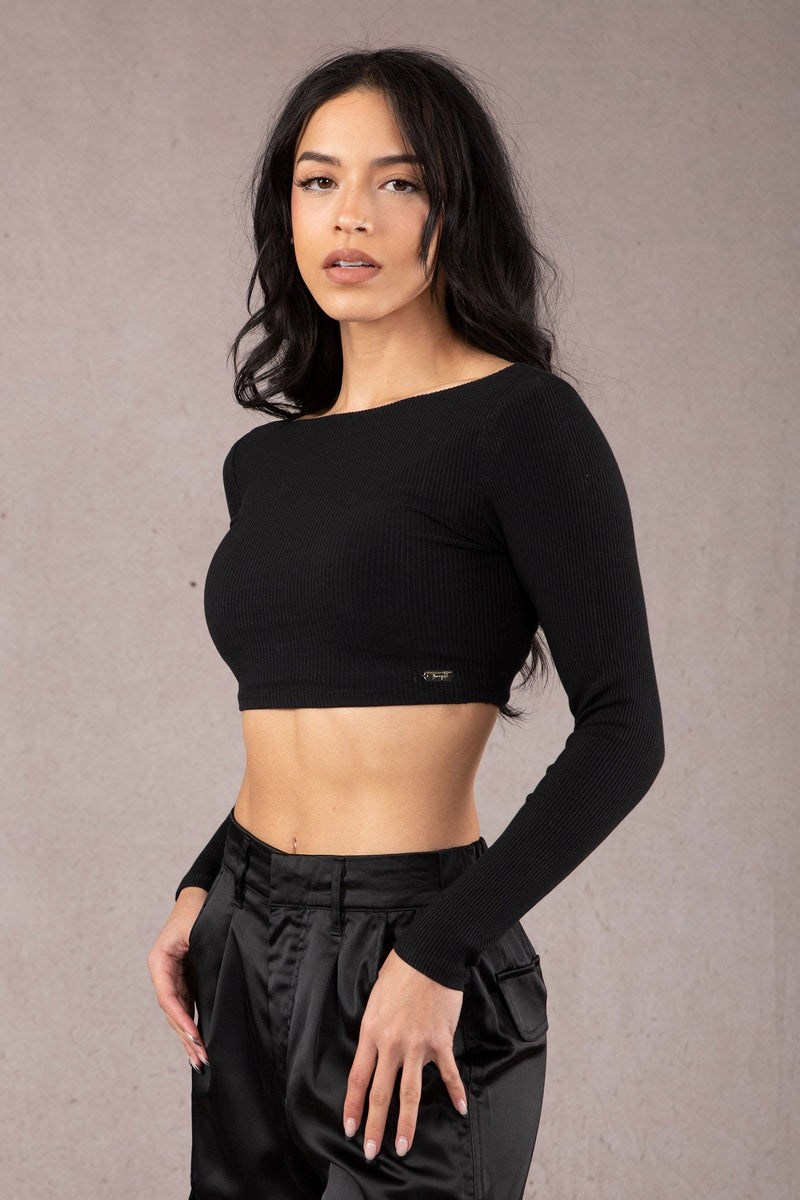 YoungLA W419 Grace Cropped Top Zwart | 4730216-CP