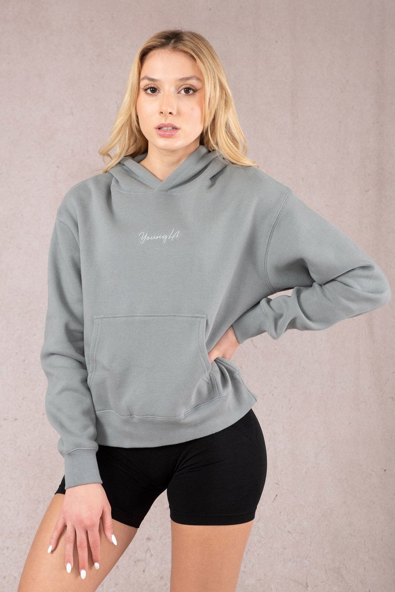 YoungLA W502 Staple Hoodie Slate | 1389720-XC