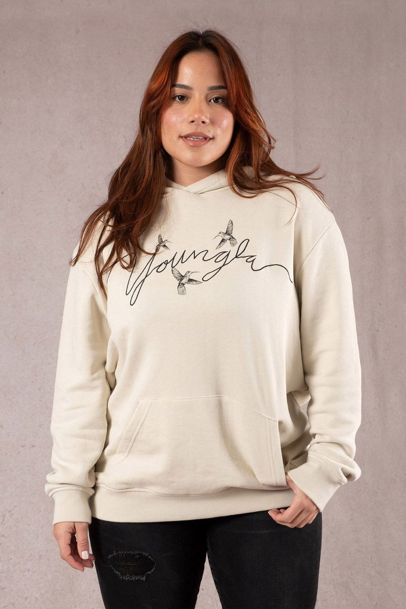 YoungLA W509 Hummingbird Oversized Hoodie Bone | 1369587-LU