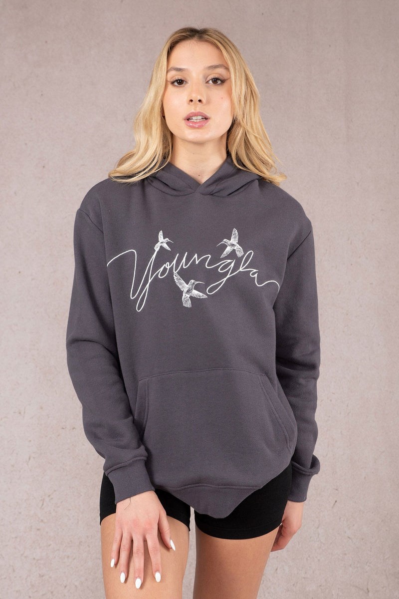 YoungLA W509 Hummingbird Oversized Hoodie Coal | 6931402-EB