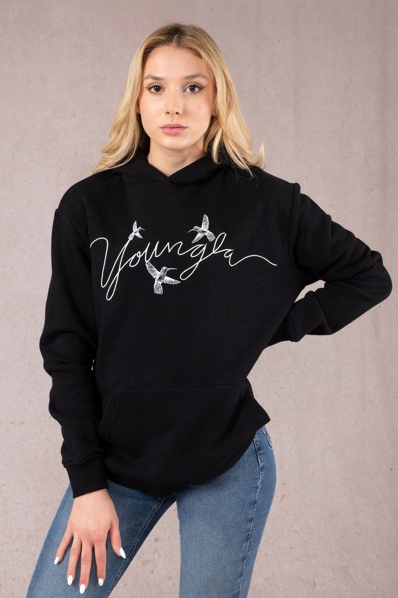 YoungLA W509 Hummingbird Oversized Hoodie Zwart | 8065791-EB