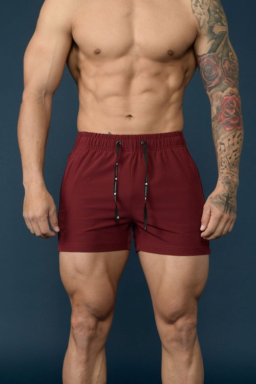 YoungLA 101 Bodybuilding Kort Shorts Bordeaux | 6185430-EC