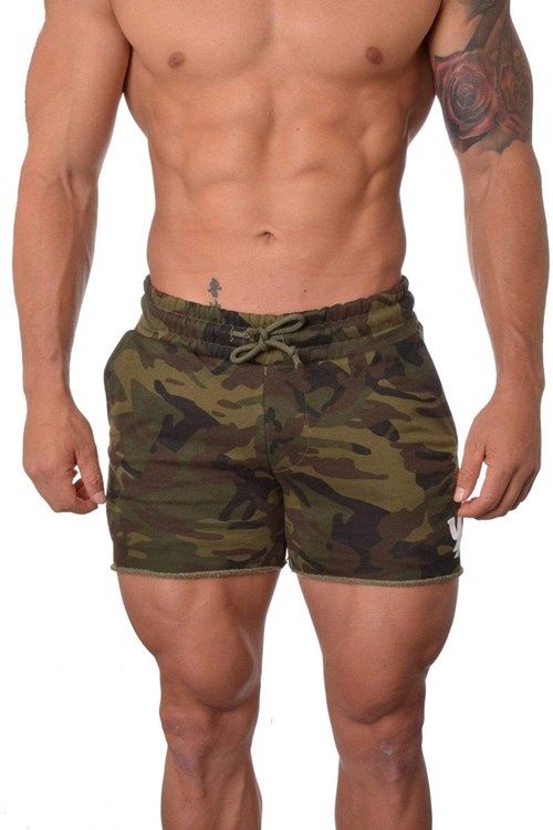 YoungLA 102 Bodybuilding French Terry Shorts Camo Groen | 1205638-MZ