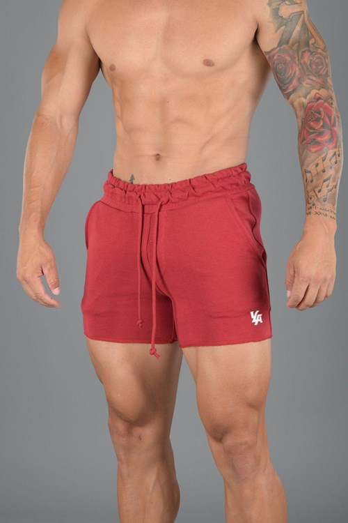 YoungLA 102 Bodybuilding French Terry Shorts Rood | 8631729-ZI