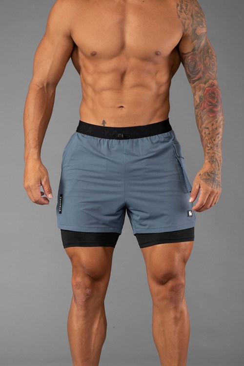 YoungLA 121 Performance Line Compression Shorts Blauw | 0645312-NS