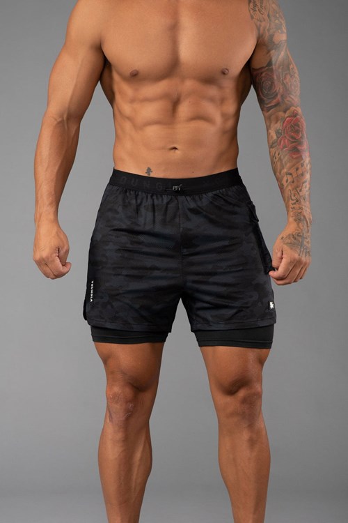 YoungLA 121 Performance Line Compression Shorts Camo Zwart | 5986032-UE