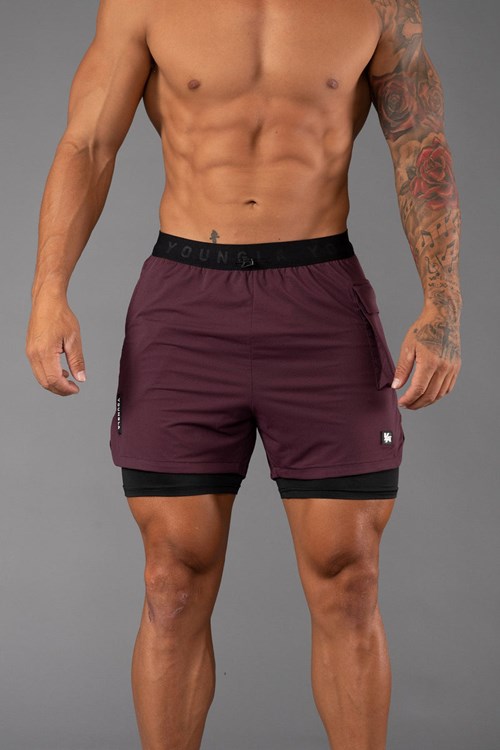 YoungLA 121 Performance Line Compression Shorts Plum | 6530217-LX