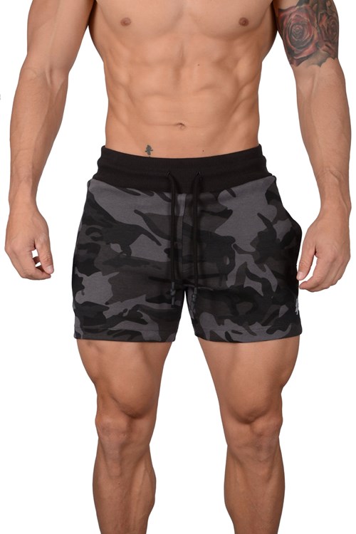 YoungLA 126 Interlock Shorts Camo Zwart | 7203981-SG