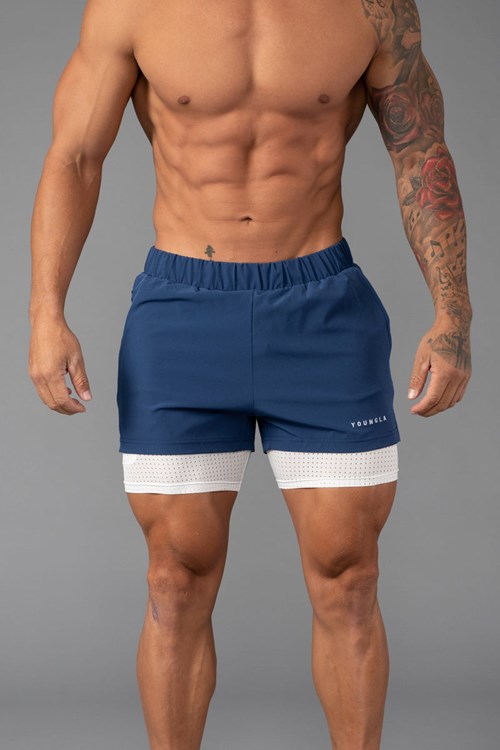 YoungLA 144 Peak Velocity Compression Shorts Donkerblauw | 8450371-EK