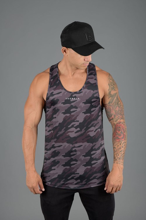 YoungLA 305 Performance Line Tank Tops Camo Zwart | 9274081-PN