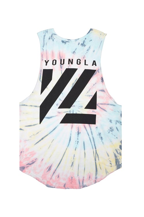 YoungLA 321 Tie Dye Bloc Cut Off Tanks Cotton Candy | 5698340-AJ