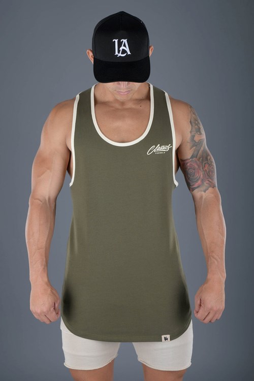 YoungLA 324 Classics Stringer Tank Olijfgroen | 0184362-BI