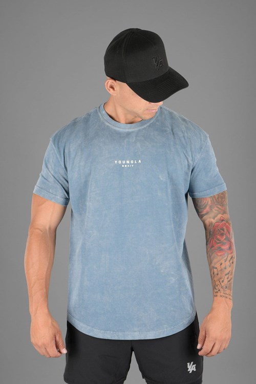 YoungLA 405 Tee Wavy Collecties Blauw Lichtturkoois | 6491052-DB