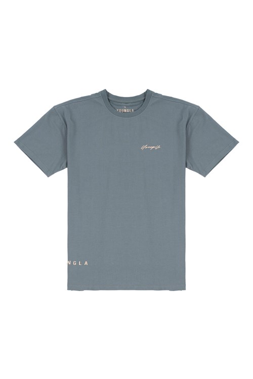 YoungLA 414 Signature Tees Grijs Blauw | 2609583-TG