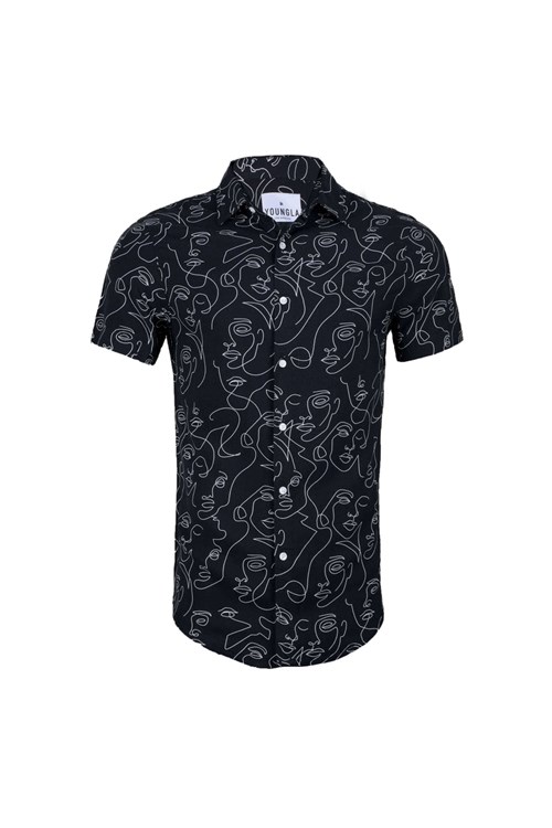 YoungLA 439 Miami Vice Kort Sleeve Shirts Abstract Face | 4185790-GZ