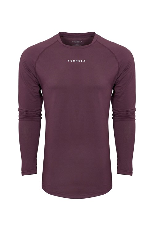 YoungLA 441 Performance Line Longsleeve Shirts Plum | 8246105-EB