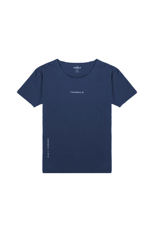 YoungLA 447 Brede neck Raw Cut Tee Donkerblauw | 6018259-IL