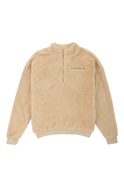 YoungLA 505 Quarter Zip Teddy Fleece Camel | 0165439-VZ