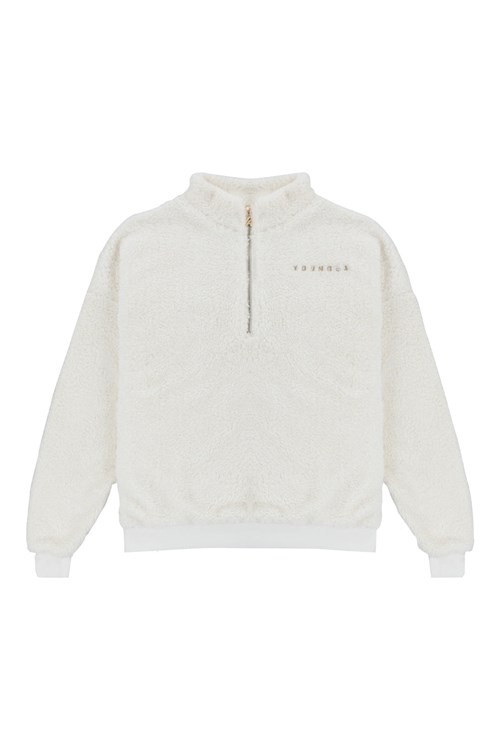 YoungLA 505 Quarter Zip Teddy Fleece Offwhite | 8495321-XD