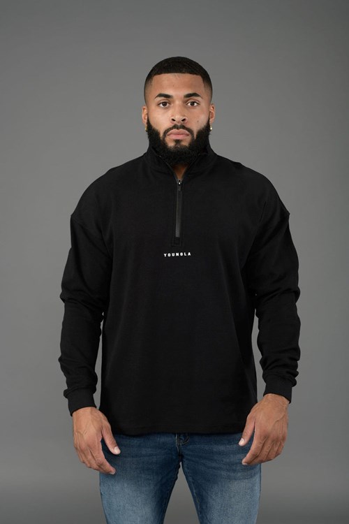 YoungLA 545 Cloud Quarter Zip Zwart | 2108359-VT