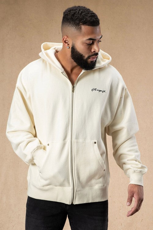 YoungLA 546 Rivet Zipup Hoodies Off-White | 5817603-TL