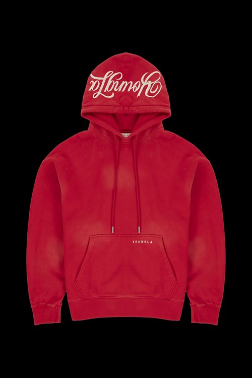 YoungLA 549 Phantom Hoodies Rood Lichtturkoois | 8713206-AL