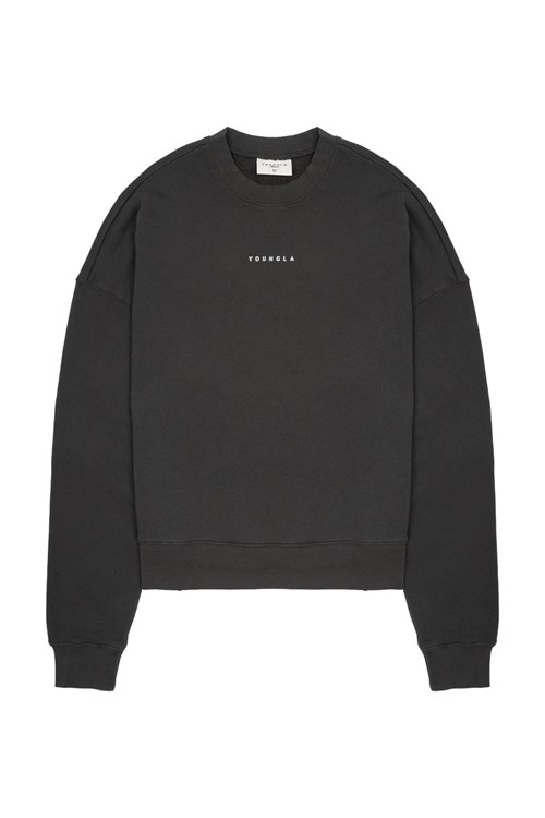 YoungLA 561 Super Size Crewnecks Zwart Lichtturkoois | 8260579-TK